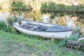 Small damaged rowing boat