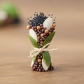 Arrangement made of various seeds and natural elements forms a bouquet like Royalty Free Stock Photo