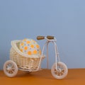 small decorative bicycle with polka dot egg Royalty Free Stock Photo