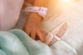 Small delicate little hand of newborn - close portrait Royalty Free Stock Photo