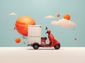 Small delivery scooter isolated against a neutral background, providing copy space for various design applications. Ideal for