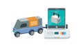 Small Delivery Truck and Printing Machine for Logistics, vector design Generative AI Royalty Free Stock Photo