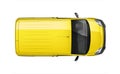 Small delivery yellow van - top view Royalty Free Stock Photo