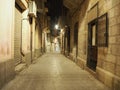 Small deserted streets by night in Syracuse in Sicily