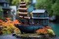 a small, detailed model ship placed within a mailbox Royalty Free Stock Photo
