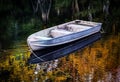 Small dinghy boat in the autumn