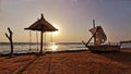 Small dinghy and a swing by the red sea