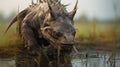 Dinosaur Soaking In Water A Grotesque Caricature Photoshoot With Carl Buch