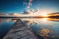 Small Dock and Boat at the lake Royalty Free Stock Photo