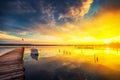 Small Dock and Boat at the lake Royalty Free Stock Photo