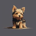 Colorful Yorkshire Terrier Dog Illustration In 8bit Style