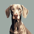 8bit Weimaraner Painting On Gray Background