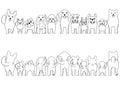 Small Dogs line art border set