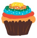 Multi-colored cartoon cup cake/Multi-colored cartoon muffins vector or color illustration Royalty Free Stock Photo