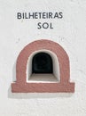 small domed window on the facade of the bullring belonging to the sale of tickets to the sun, sun in the village of Coruche