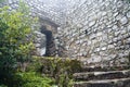 Small doorway and steps at the Moorish Castle Castle of Moors in Sintra Portugal on an overcast day in the winter Royalty Free Stock Photo