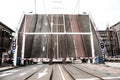 Small draw bridge raised to allow tall ships to pass Royalty Free Stock Photo