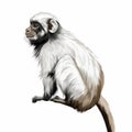 Hand Drawn Black Monkey Art Illustration With Light White And Light Brown Style