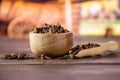 Small dried cloves spice with cart Royalty Free Stock Photo