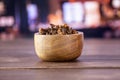 Small dried cloves spice with restaurant Royalty Free Stock Photo