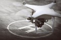 Small drone ready for landing Royalty Free Stock Photo