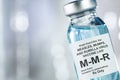 Drug vial with MMR vaccine Royalty Free Stock Photo