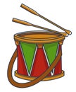 Small drum with strap and sticks, toys for kids