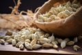 Small Dry cardamom seeds. Generate Ai Royalty Free Stock Photo