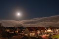 A small Dutch village illuminated by the spring moon. Night story image Royalty Free Stock Photo