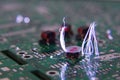 ESD sparks over RF electronics components Royalty Free Stock Photo