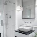 Small and elegant bathroom with shower Royalty Free Stock Photo