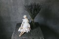 Small elegant handmade doll close up