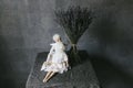 Small elegant handmade doll close up Royalty Free Stock Photo
