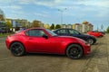 Mazda MX-5 small modern red roadster car with two doors parked Royalty Free Stock Photo