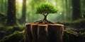 small emerging from old tree stump Royalty Free Stock Photo