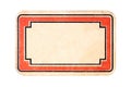 Small empty label, old retro style worn blank sticker, dated elegant wide rectangular paper adhesive tag, red border frame Royalty Free Stock Photo