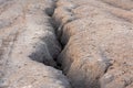 small erosive ravine in weak sandy soil Royalty Free Stock Photo