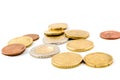 Small eurocoins on white background Royalty Free Stock Photo