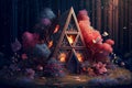 Small fairy tale sparkling house in magic forest. Generative AI Royalty Free Stock Photo