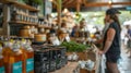 In a small familyowned market a display of products made from plantbased materials such as biofuel byproducts catches Royalty Free Stock Photo