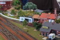Small farm buildings at display at the Great Train Show Royalty Free Stock Photo