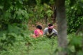 Small farmers working at their own farmland