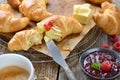 Small fast breakfast with croissants