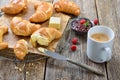 Small fast breakfast with croissants