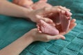 Small feet of a newborn baby. Royalty Free Stock Photo