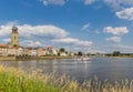 Small ferry crossing the IJssel river in Deventer