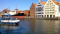 Small ferry ship in Gdansk on the Motlawa River, old town Gdansk