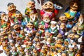 Small figures in Uzbek clothes for sale on a market in the bazar of Bukhara, Uzbekistan, Asia