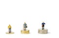 Small figurines and coins. Gender pay gap