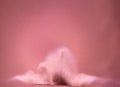 Small Fine size Sand flying explosion, Pink wave explode, abstract cloud fly. Pink Sweet colored sand splash throwing Air. Love